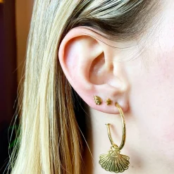 Midi Scallop Hoop Earrings