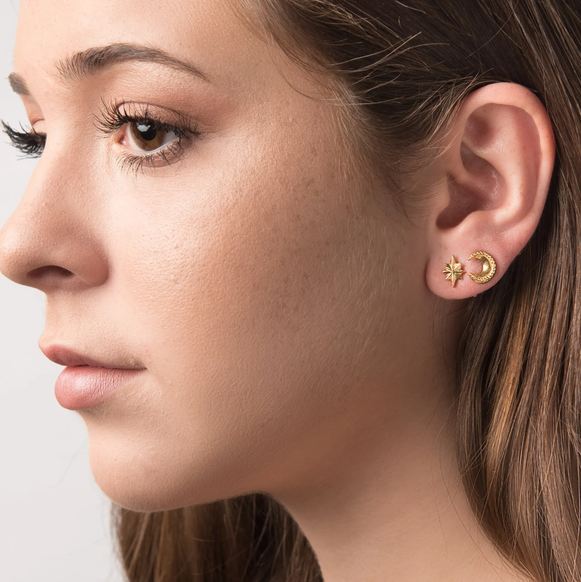 Mini Moon & Star Stud Earrings | Sophie Harley London