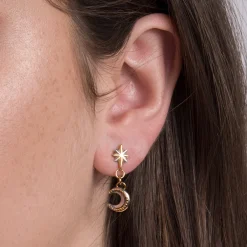 North Star & Mini Moon Drop Earrings | Sophie Harley London