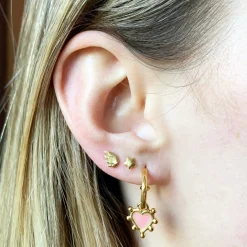 Pink Boho Heart Earrings