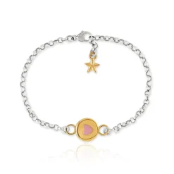 Pink Enamel Button Bracelet