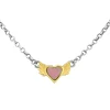 Pink Enamel Winged Heart Necklace