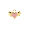 Pink Enamel Winged Heart Charm