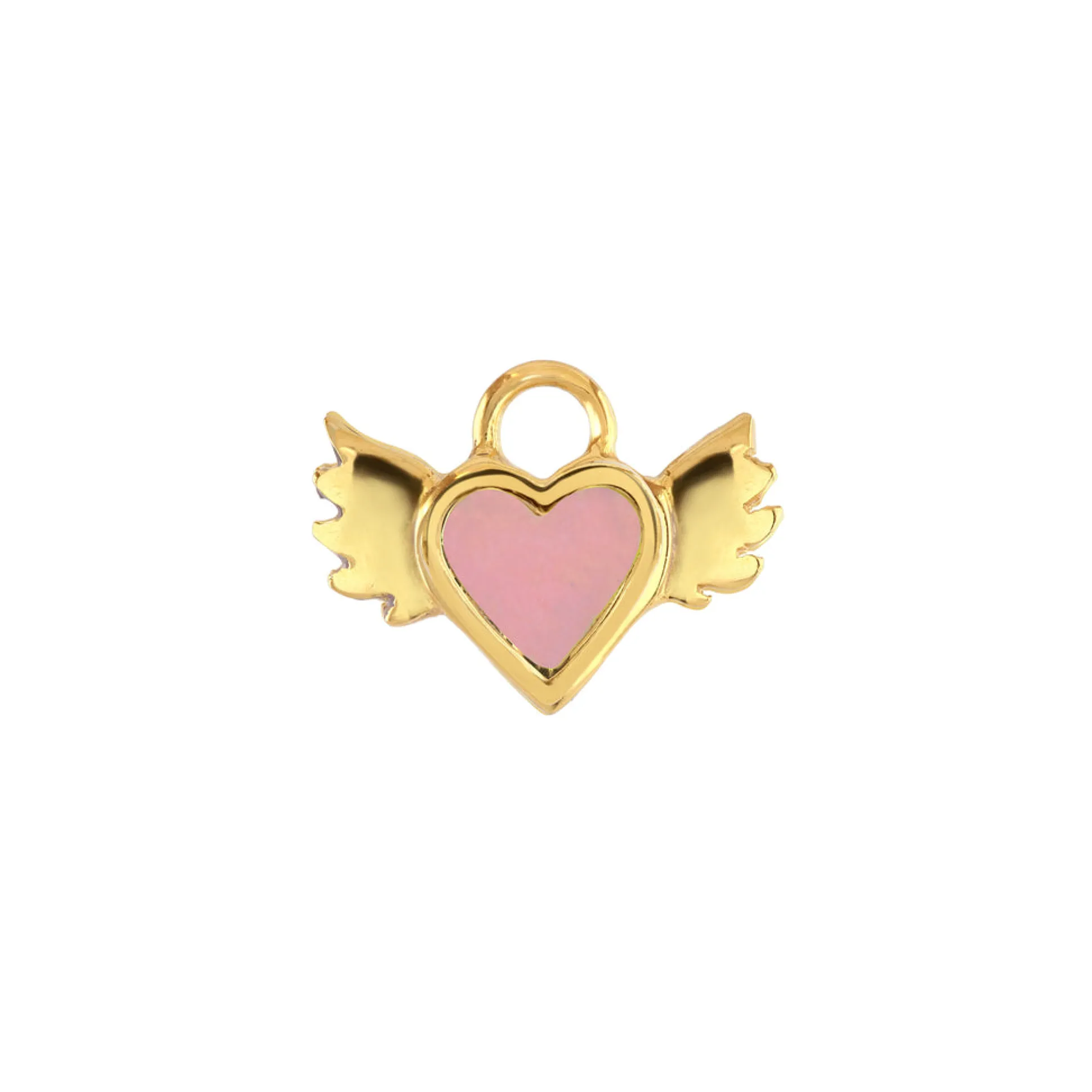 Pink Enamel Winged Heart Charm