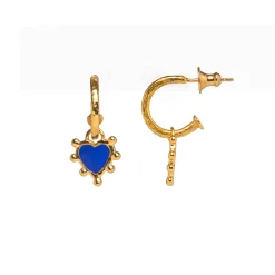 Prussian Blue Boho Heart Earrings