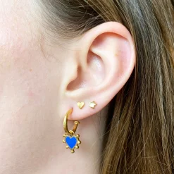 Prussian Blue Boho Heart Earrings
