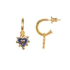 Prussian Blue Sacred Heart Earrings