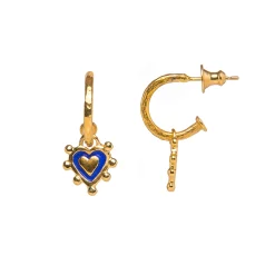 Prussian Blue Sacred Heart Earrings