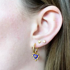 Prussian Blue Sacred Heart Earrings