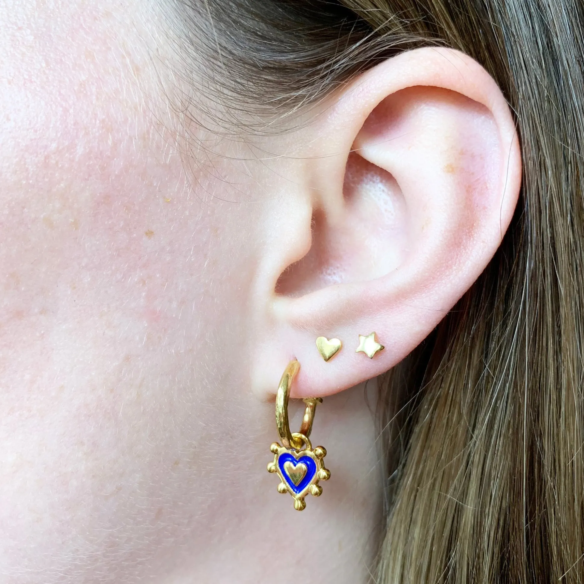 Prussian Blue Sacred Heart Earrings