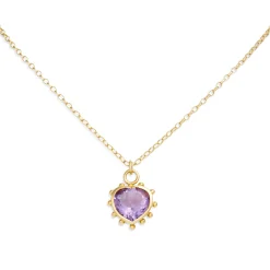Purple Amethyst Set Heart Necklace