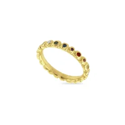 Rainbow Diamond Set Pebble Ring