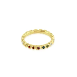 Rainbow Diamond Set Pebble Ring