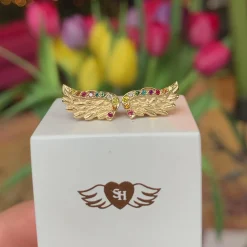 Rainbow Diamond Set Venetian Wing Studs