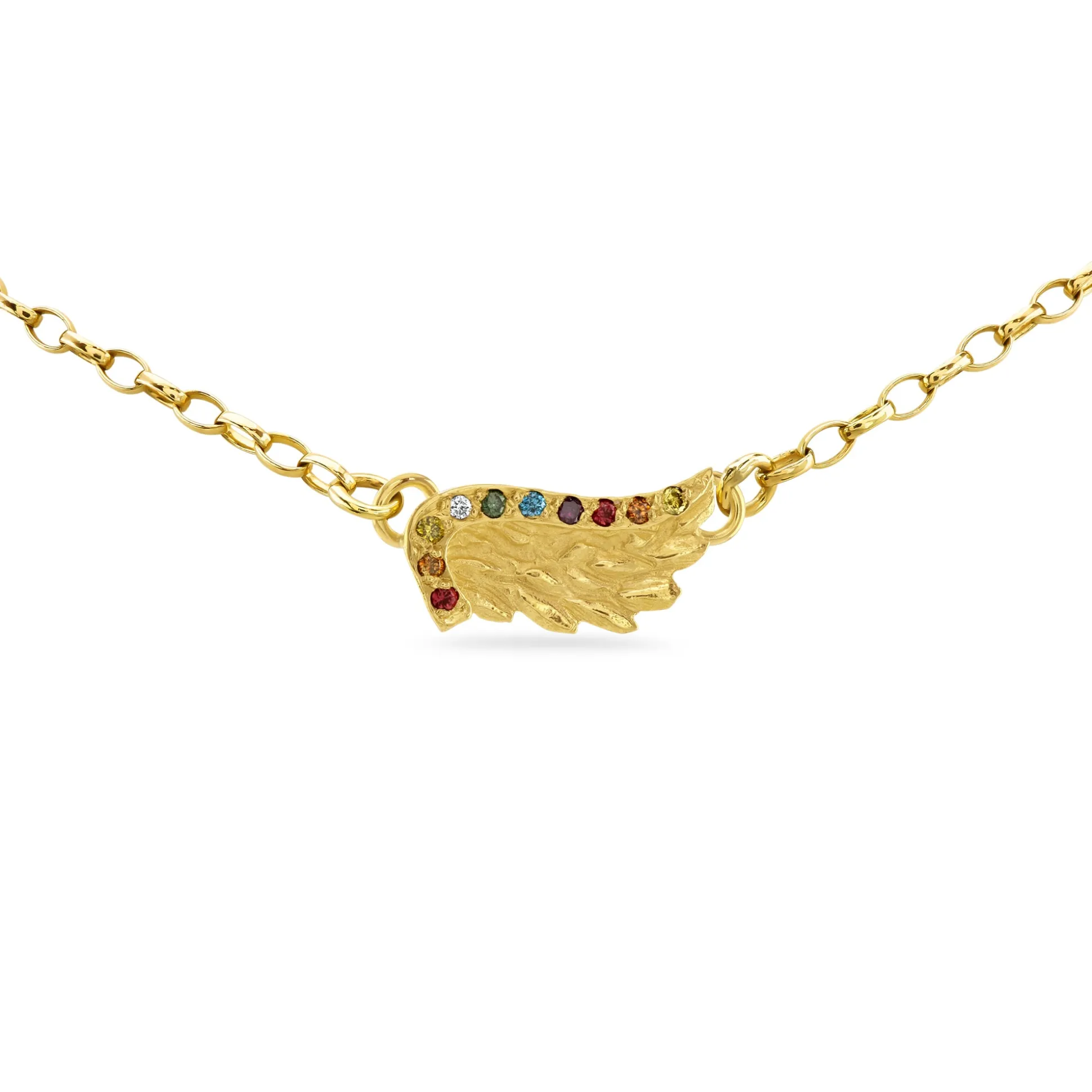 Rainbow Diamond Venetian Wing Necklace