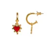 Red Boho Heart Earrings
