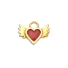 Red Enamel Winged Heart Charm