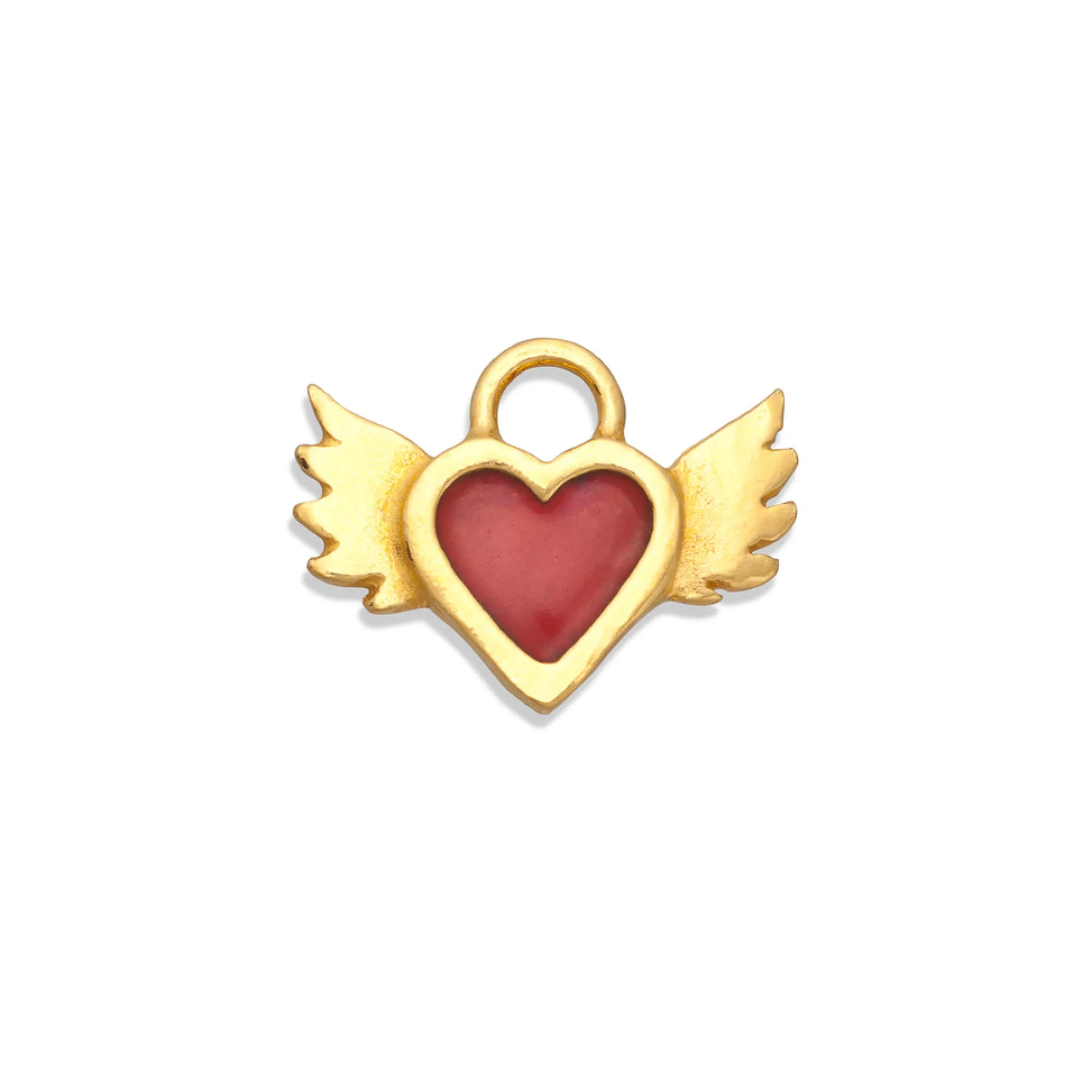 Red Enamel Winged Heart Charm