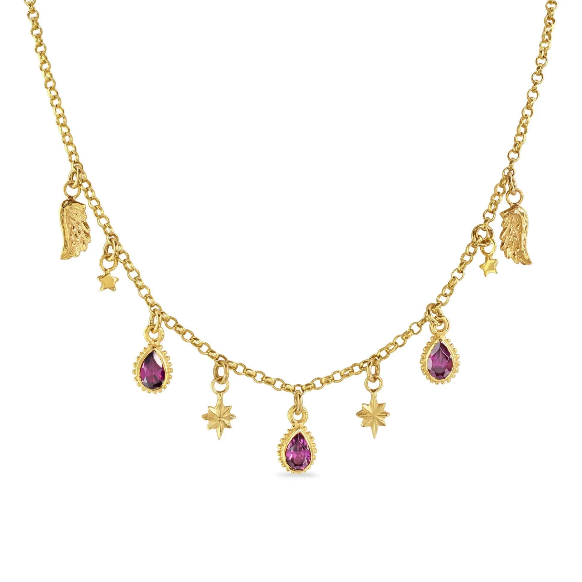 Rhodolite Garnet Celestial Gem Necklace