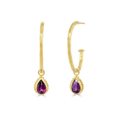 Rhodolite Garnet Midi Hoop Earrings