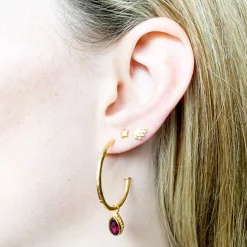 Rhodolite Garnet Midi Hoop Earrings