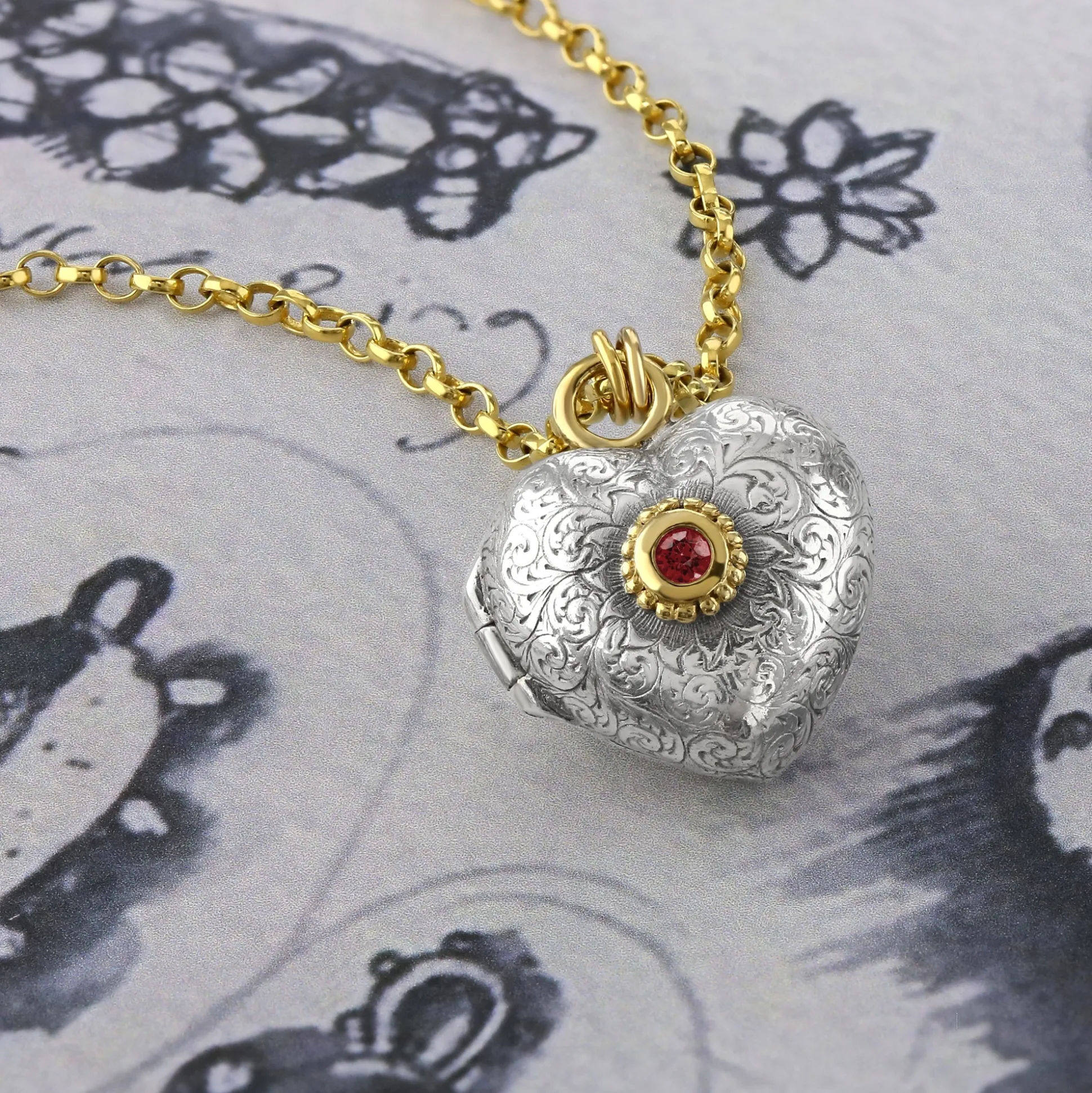 Ruby Love Locket Necklace