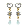 Scroll & Flower Drop Earrings