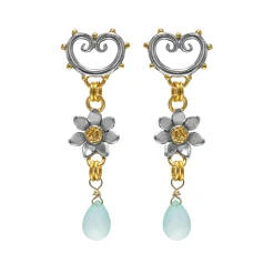 Scroll & Flower Drop Earrings