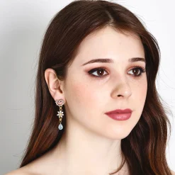 Scroll & Flower Drop Earrings