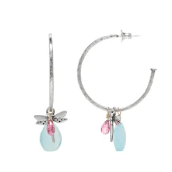 Silver Dragonfly Hoop Earrings