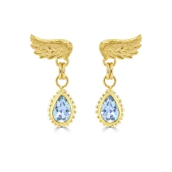 Sky Blue Topaz Venetian Wing Earrings