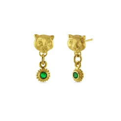 Spirit Snow Leopard Tsavorite Drop Earrings
