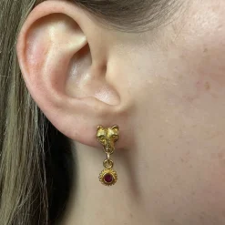 Spirit Wolf Ruby Drop Earrings