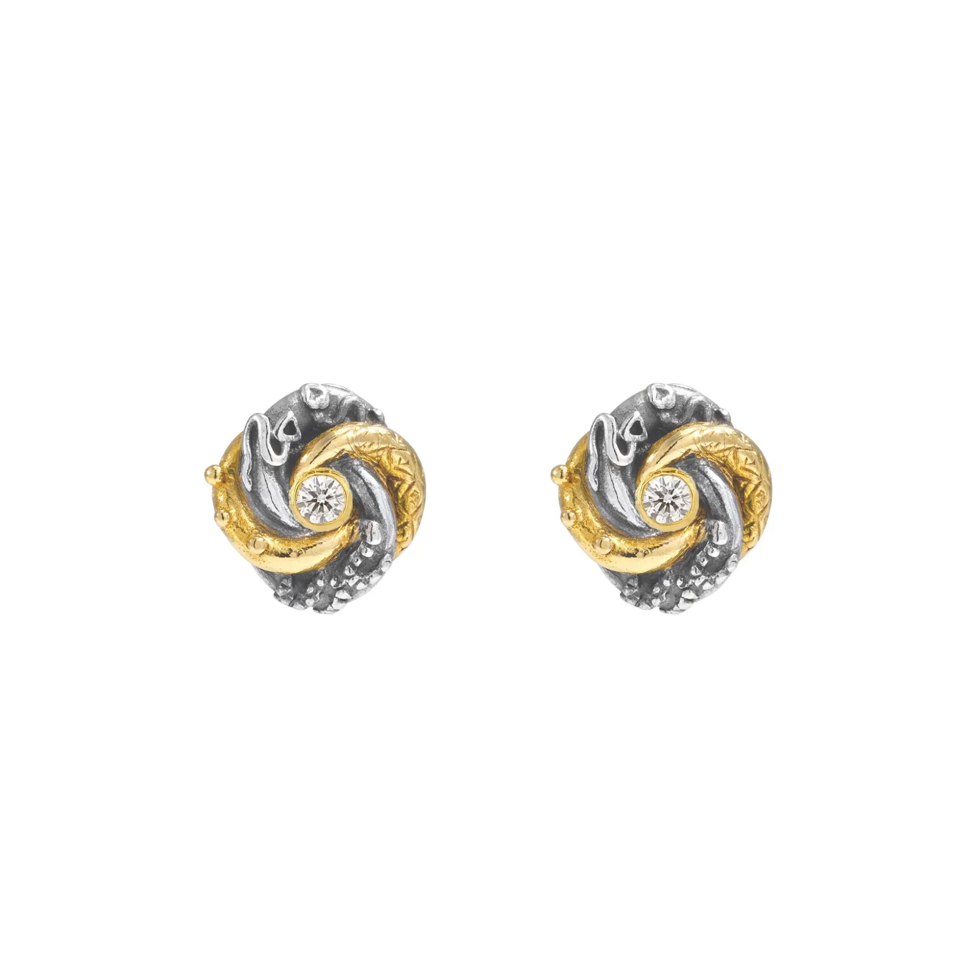 Tiny Algerian Loveknot Diamond Stud Earrings