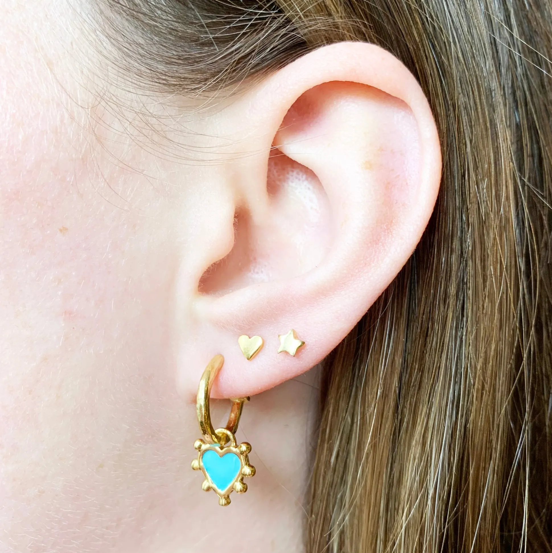 Turquoise Boho Heart Earrings