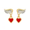 Venetian Wing & Enamel heart Drop Earrings
