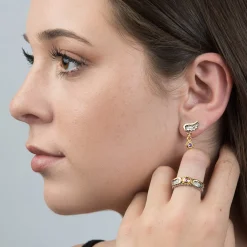 Venetian Wing & Gem Drop Earrings