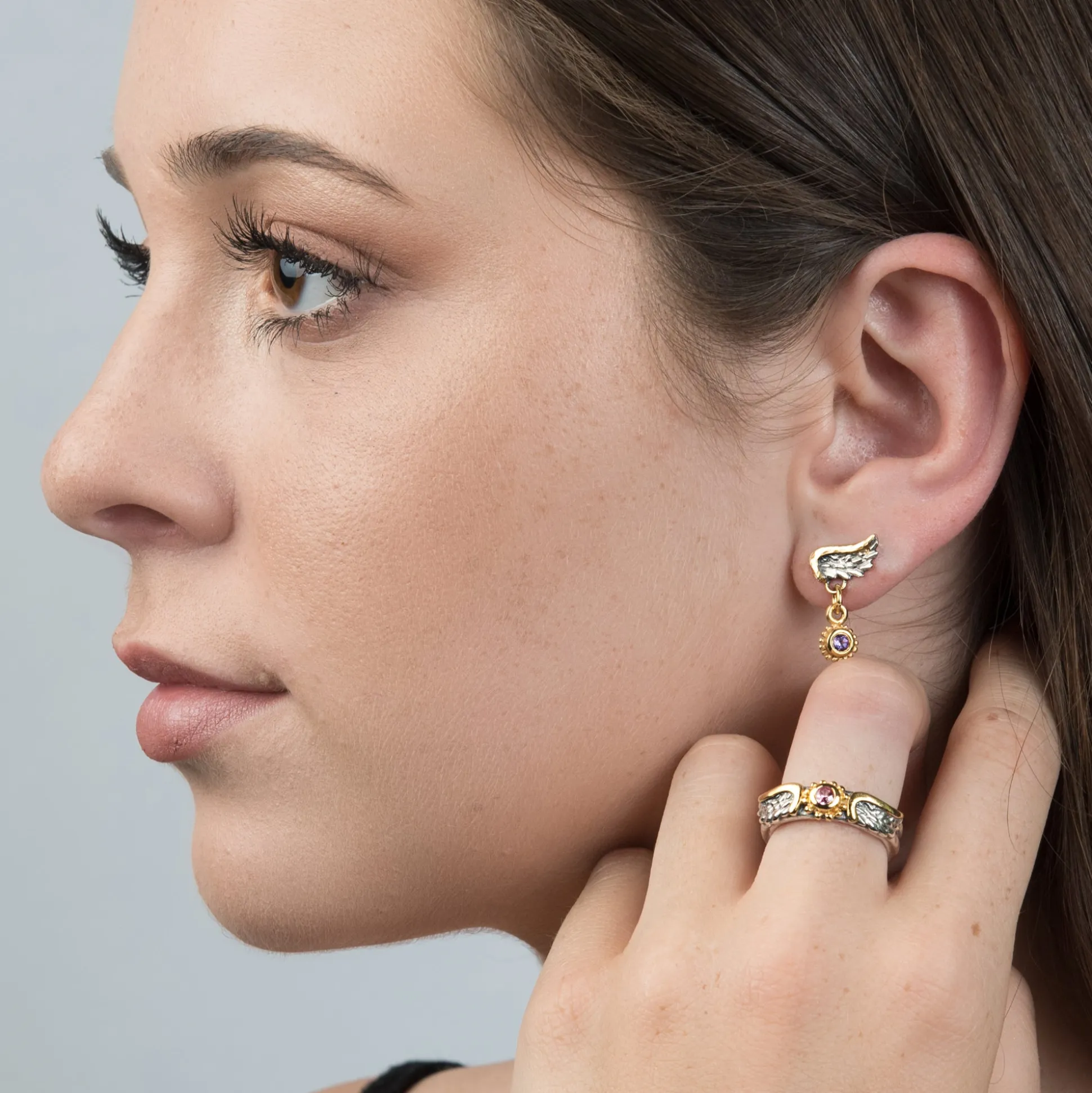 Venetian Wing & Gem Drop Earrings