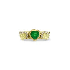 Venetian Wing Emerald Heart Ring