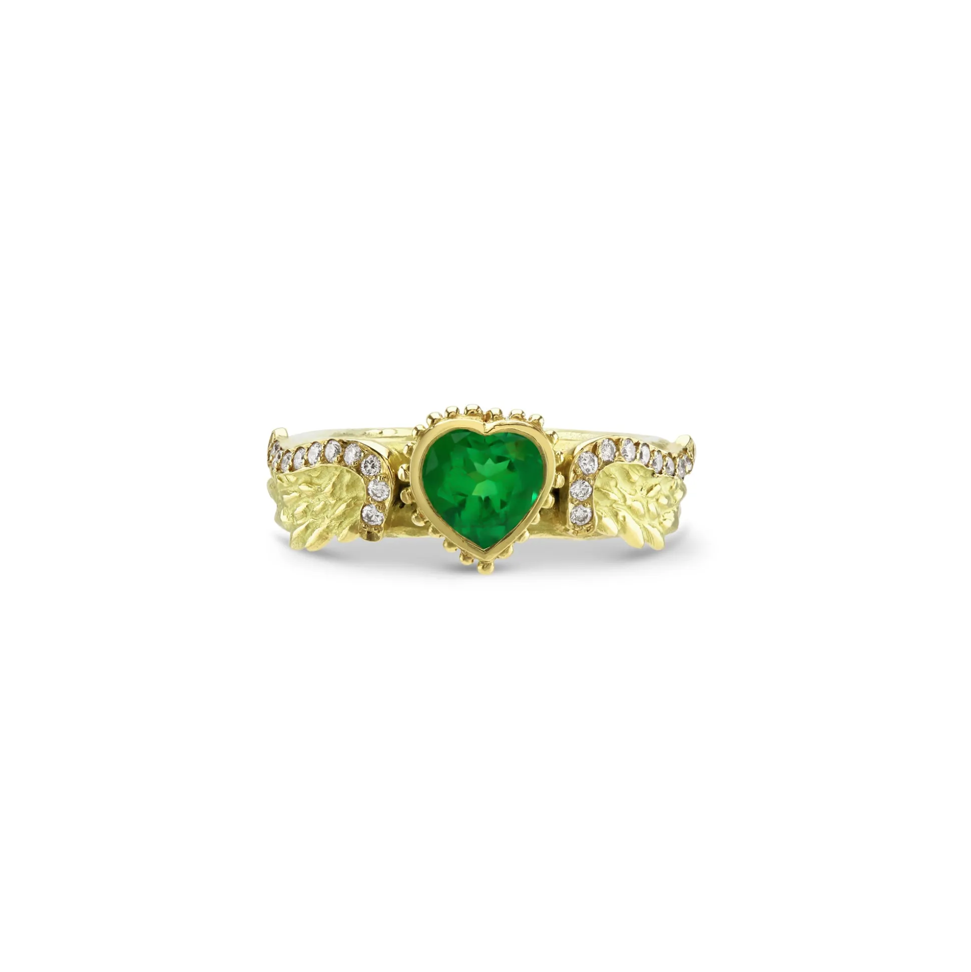 Venetian Wing Emerald Heart Ring