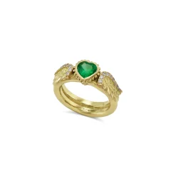 Venetian Wing Emerald Heart Ring