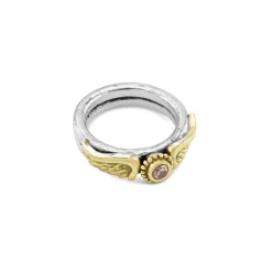 Venetian Wing Silver and 18ct Diamond Ring