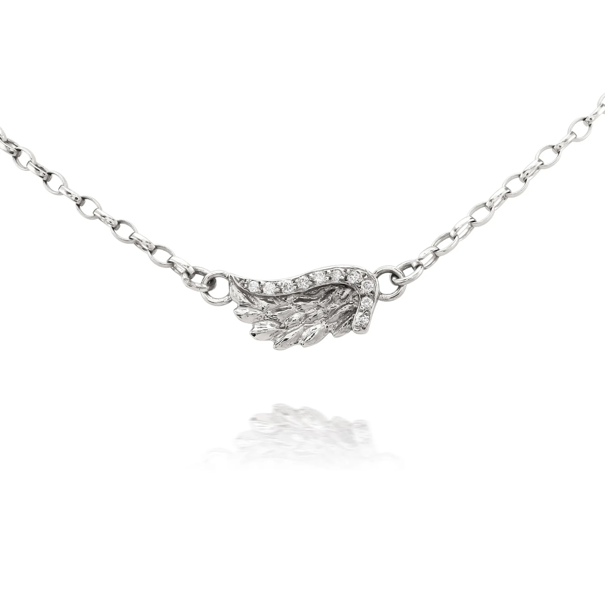 White Gold Diamond Venetian Wing Necklace