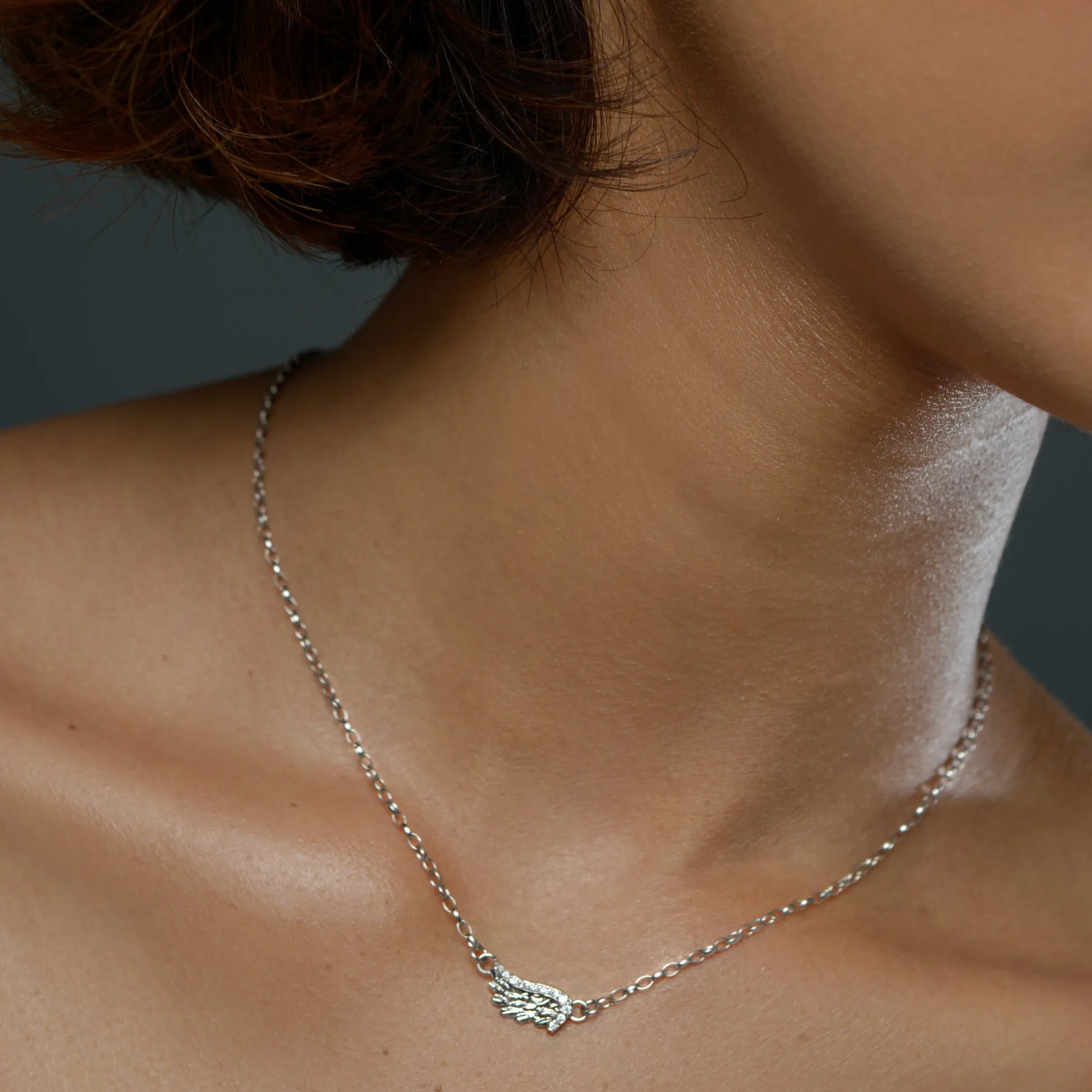 White Gold Diamond Venetian Wing Necklace