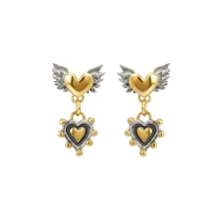 Winged & Sacred Heart Drop Earrings