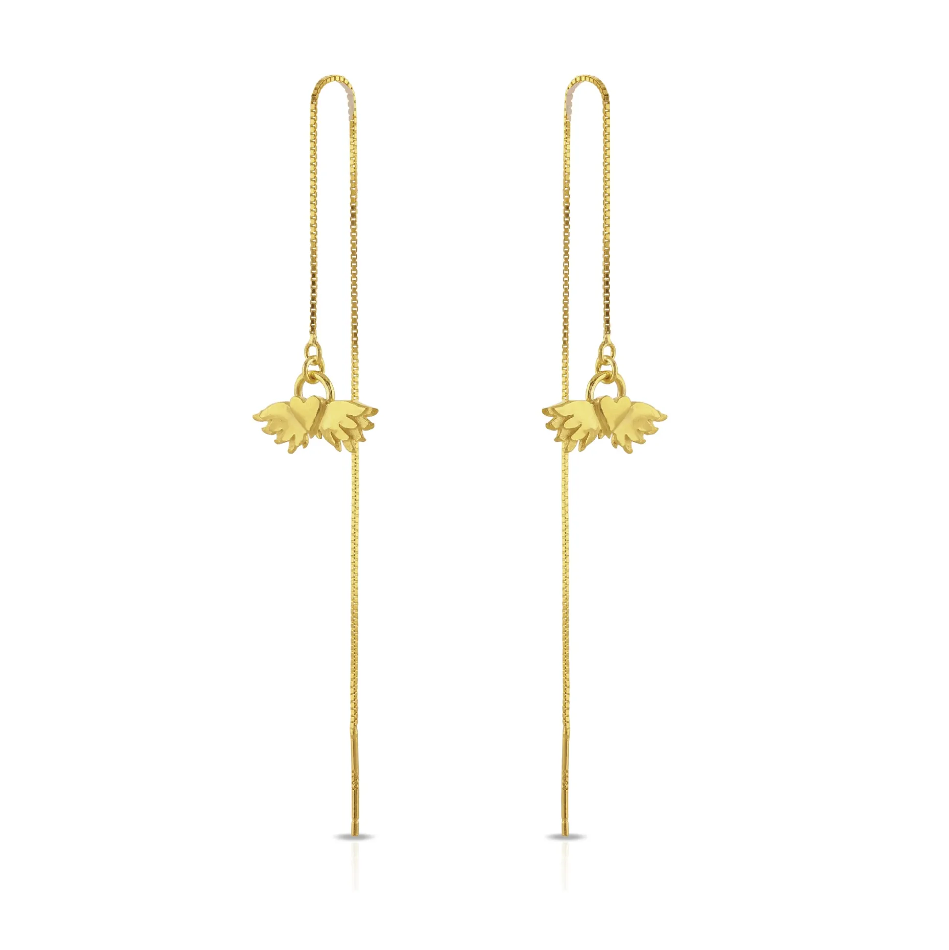 Winged Heart Thread Through Earrings