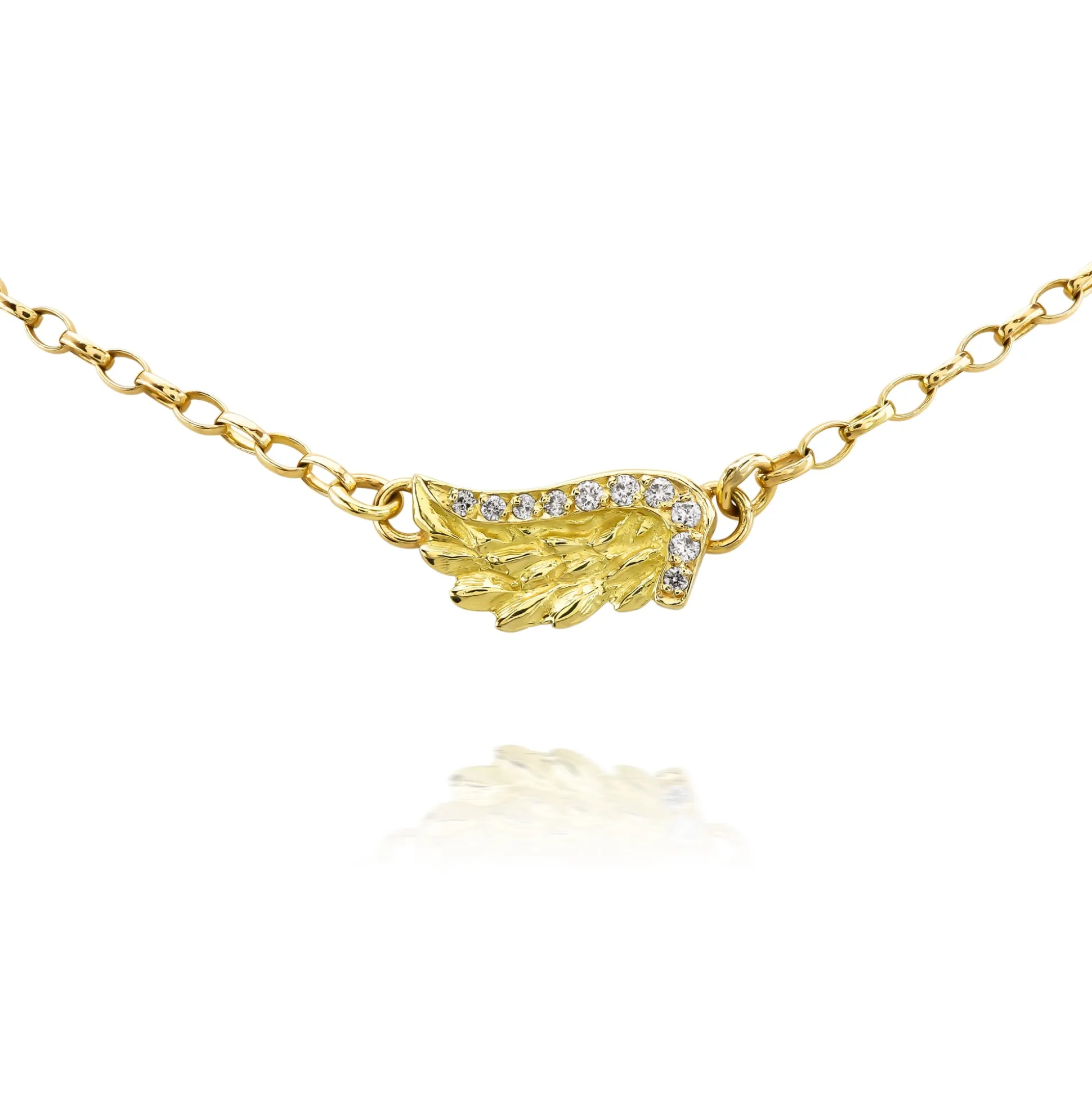 Yellow Gold Diamond Venetian Wing Necklace