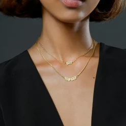 Yellow Gold Diamond Venetian Wing Necklace