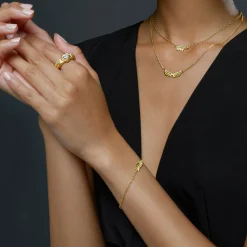 Yellow Gold Diamond Venetian Wing Necklace