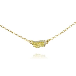 Yellow Gold Diamond Venetian Wing Necklace